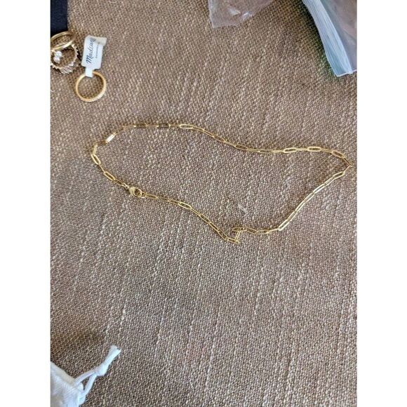 Women's Delicate Choker Paperclip Chain Necklace Gold - Picture 1 of 2